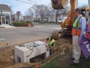 Tree filter frame is being emplaced along Pennsylvania Avenue in Niantic.